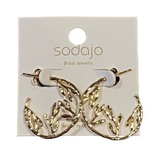 Earrings golden stud earrings  Leaf ear wires fairy core soft girl  academia